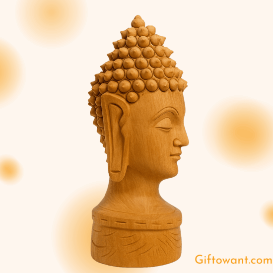 Wooden Buddha Head Statue - Image 3