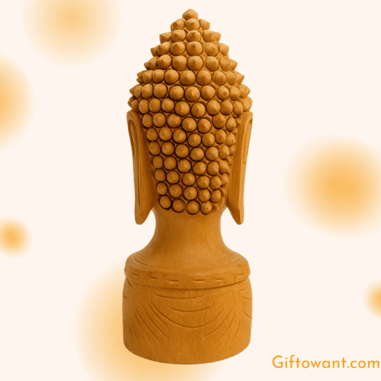 Wooden Buddha Head Statue - Image 2