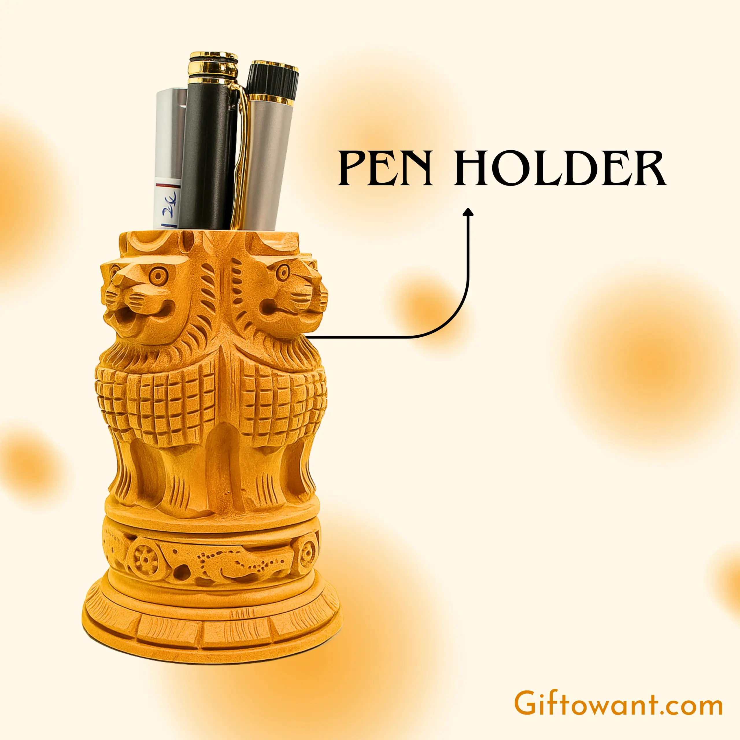71_Handcrafted Ashoka Pillar Pen Holder (1)