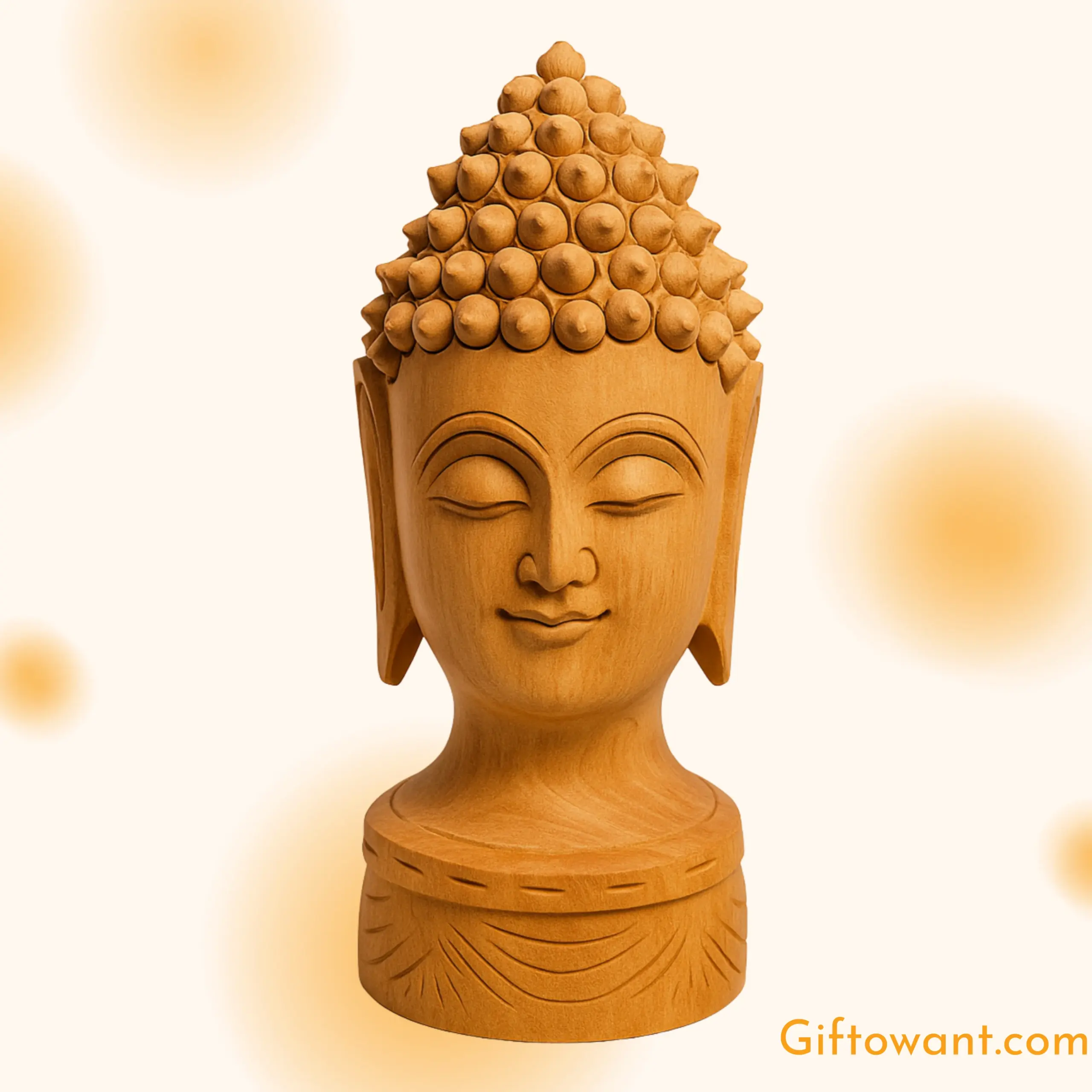 Wooden Buddha Head Statue_02